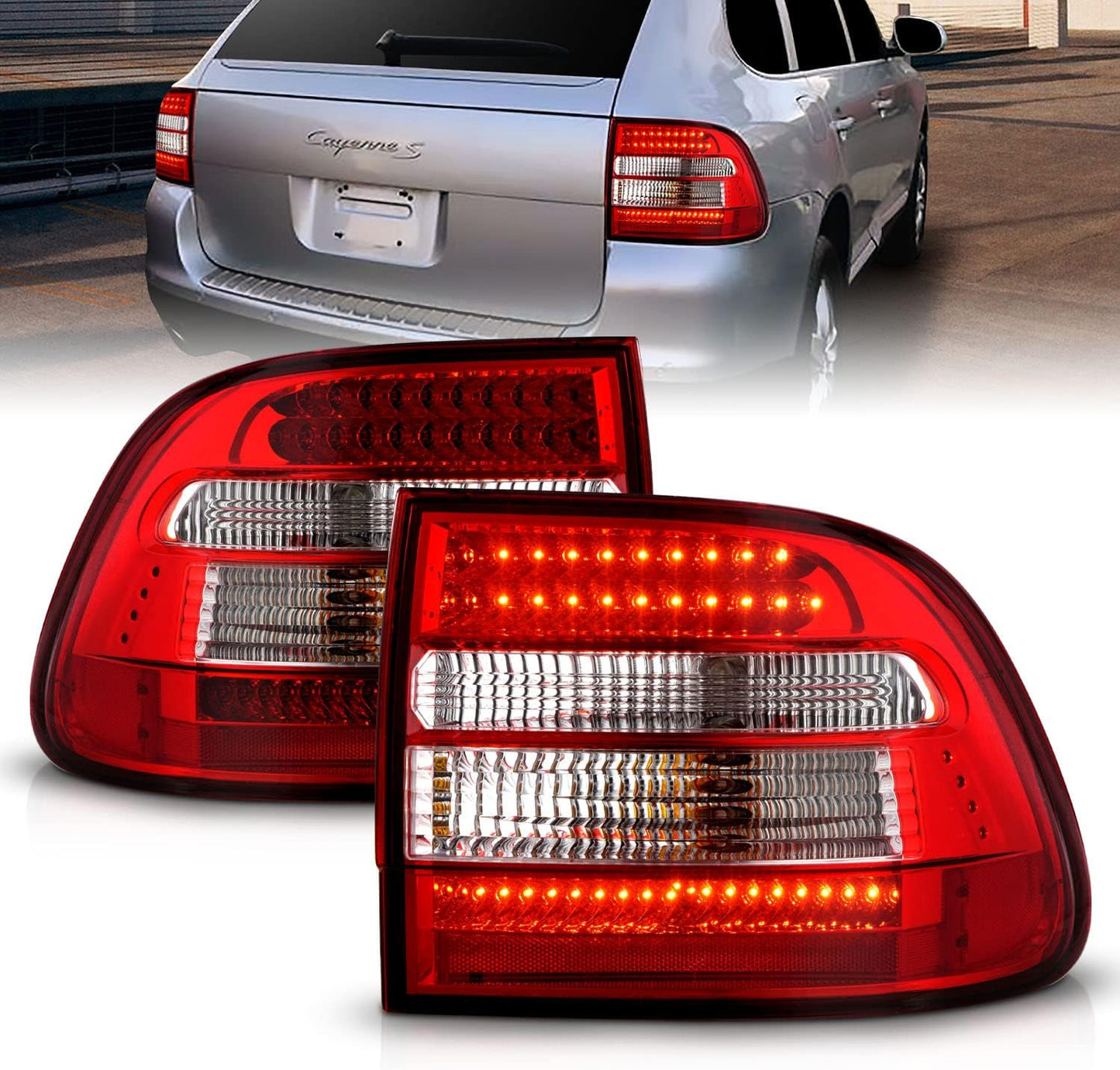 💫ART.4903 Fanali Posteriori Rosse e Bianche LED per Porsche Cayenne 2002-2006💫