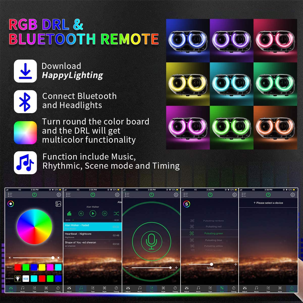 Fari LED RGB per Dodge Challenger 2015-2019 (lampadine non incluse)