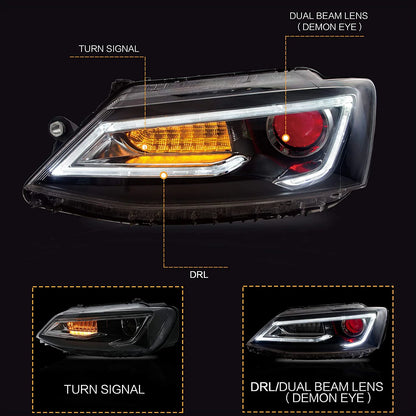 Double Beam Headlights for Volkswagen Jetta / Sagitar (NOT GLI) 2012-2018 (Bulbs Not Included) 