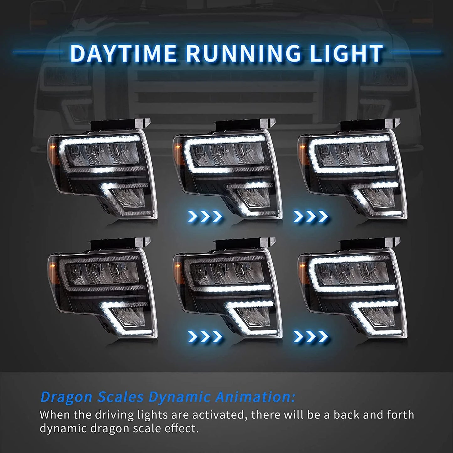 Full LED Headlights for Ford F150 2009-2014 (Fit for Factory Xenon and Halogen Models) 