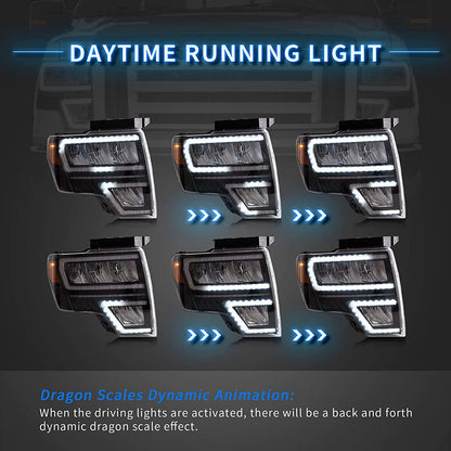 Full LED Headlights for Ford F150 2009-2014 (Fit for Factory Xenon and Halogen Models) 
