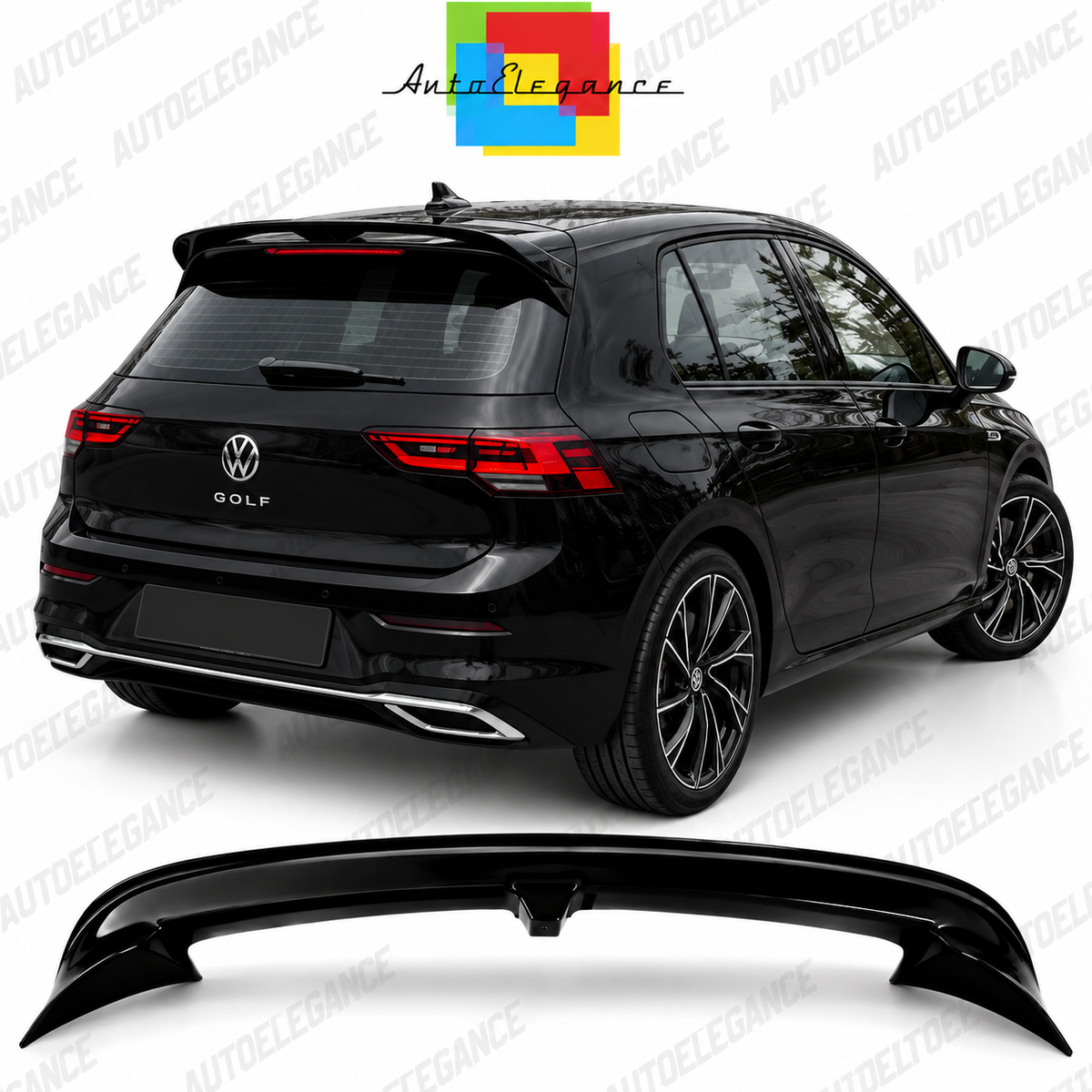 ART.0673 SPOILER ADATTO PER  VW GOLF 8 LOOK R NERO LUCIDO