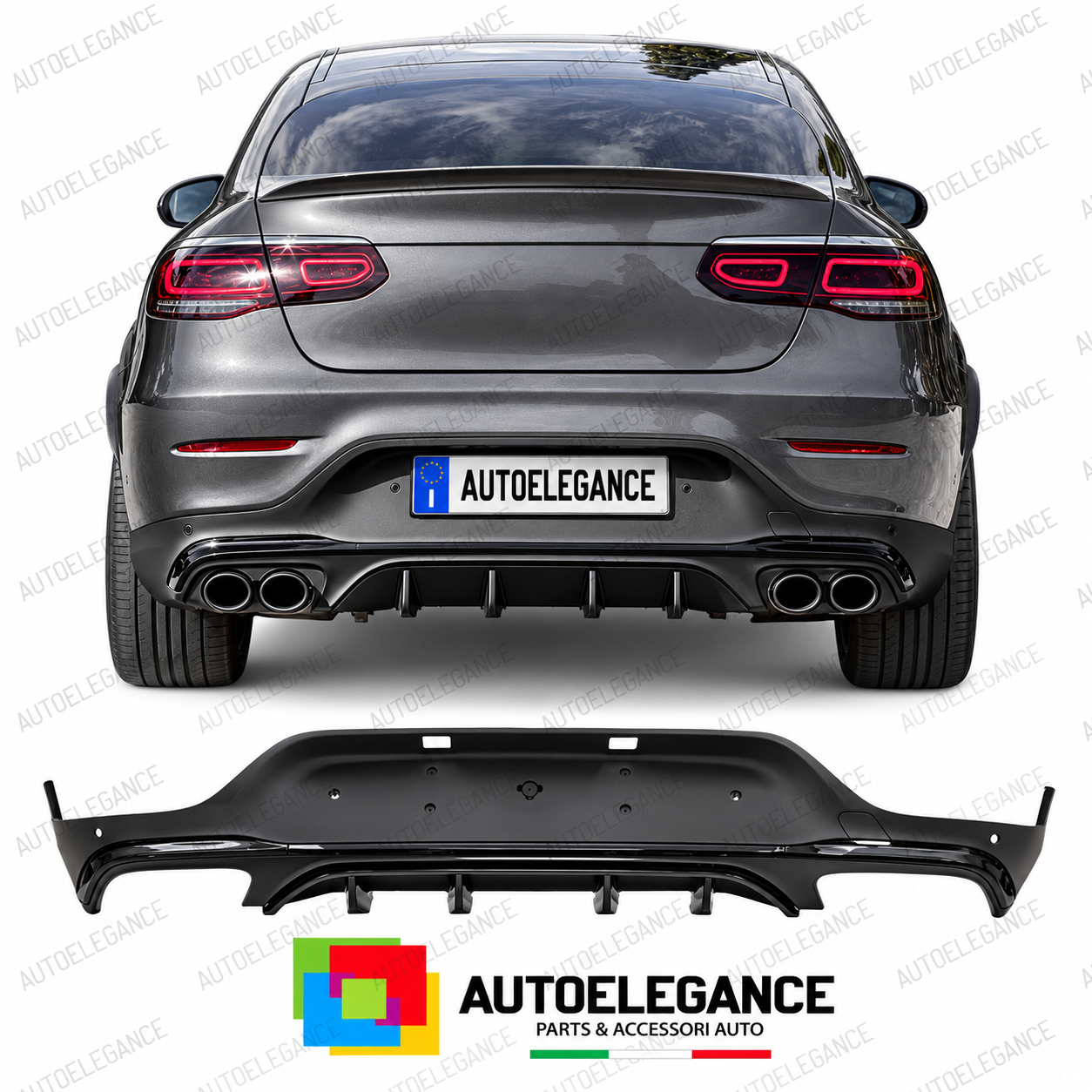 DIFFUSORE MERCEDES GLC C253 COUPE 15-18 LOOK AMG GLC43 NERO