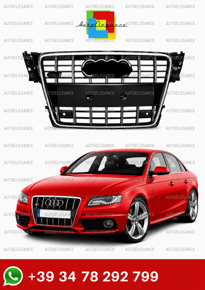 ART.0632 GRIGLIA ANTERIORE AUDI A4 B8 08-12 AVANT BERLINA CALANDRA S4 NERA BORDO CROMATO