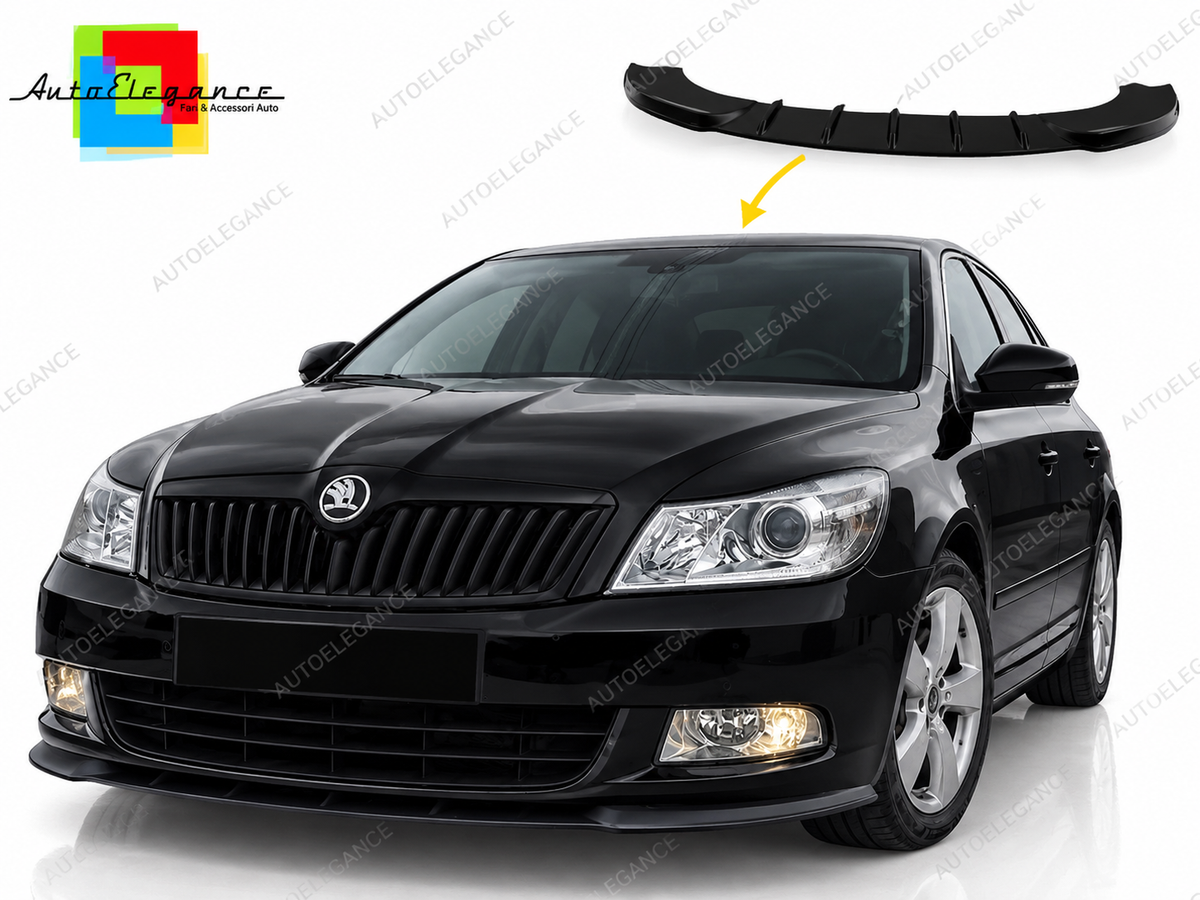👉Splitter Anteriore Nero Lucido Adatto per Skoda Octavia 2 FL 09-12👈