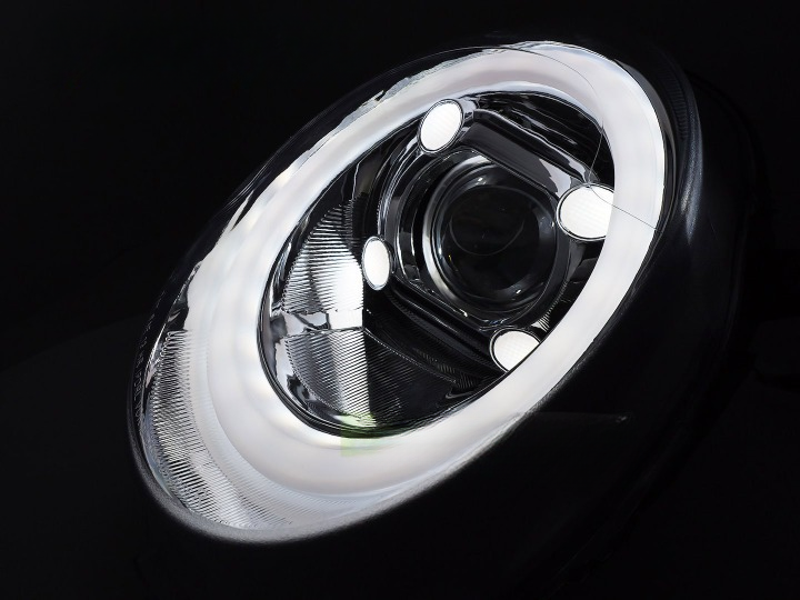 💕 Fari Anteriori Adatto per Mini Cooper F55 F56 F57 14-17 LED Tube Cromati 💕