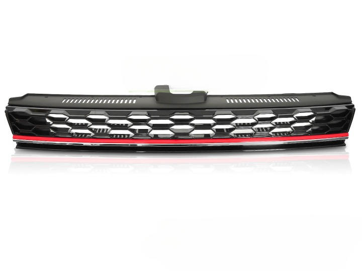 💫ART.7234 GRIGLIA SPORTIVA NERO LUCIDO con LINEA ROSSA per VW GOLF 7 17-19💫