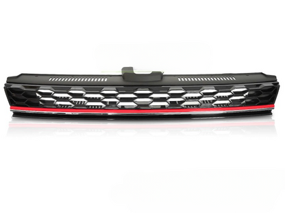 💫ART.7234 GRIGLIA SPORTIVA NERO LUCIDO con LINEA ROSSA per VW GOLF 7 17-19💫