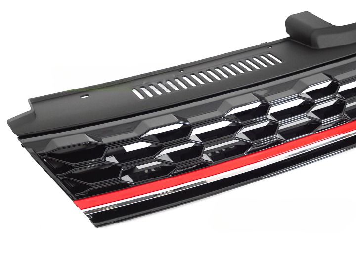💫ART.7234 GRIGLIA SPORTIVA NERO LUCIDO con LINEA ROSSA per VW GOLF 7 17-19💫