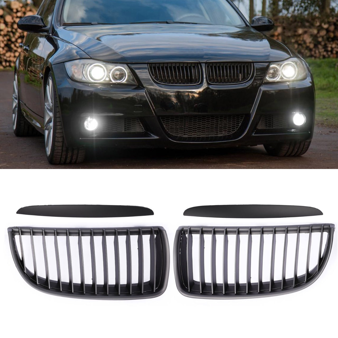 💫ART.7374 GRIGLIA Nero Opaco per BMW Serie 3 E90 / E91 LCI 09-11💫