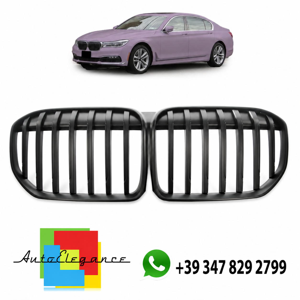 👉Griglia Sportiva a Linea Singola Nero Opaco per BMW Serie 7 G11 G12 2019-👈