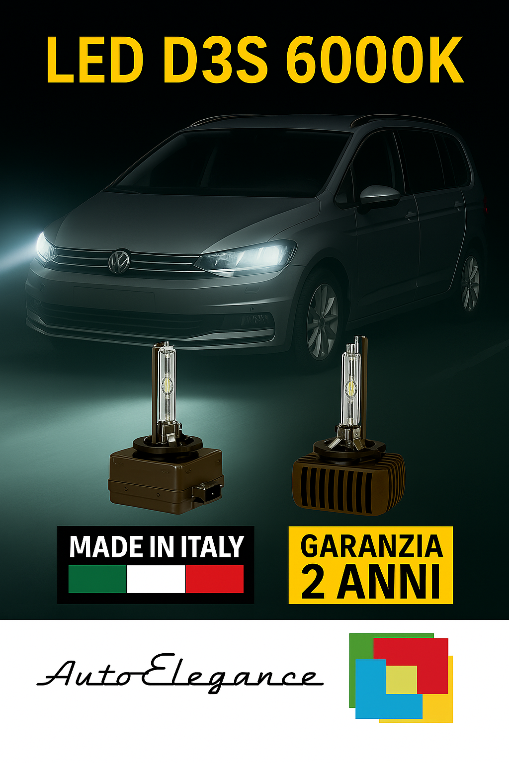 ❤️ KIT LED D3S 6000K BIANCO GHIACCIO ANABBAGLIANTI PER  VW TOURAN ❤️