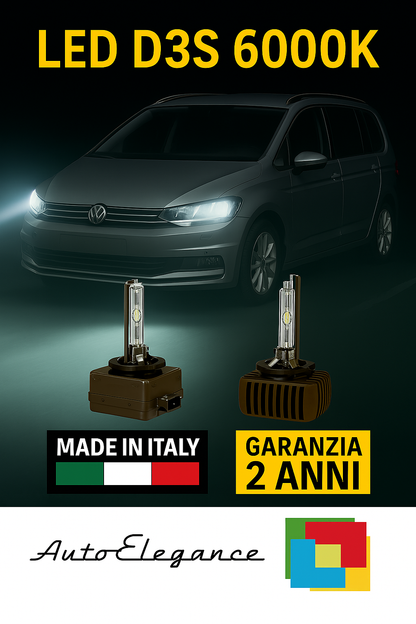 ❤️ KIT LED D3S 6000K BIANCO GHIACCIO ANABBAGLIANTI PER  VW TOURAN ❤️