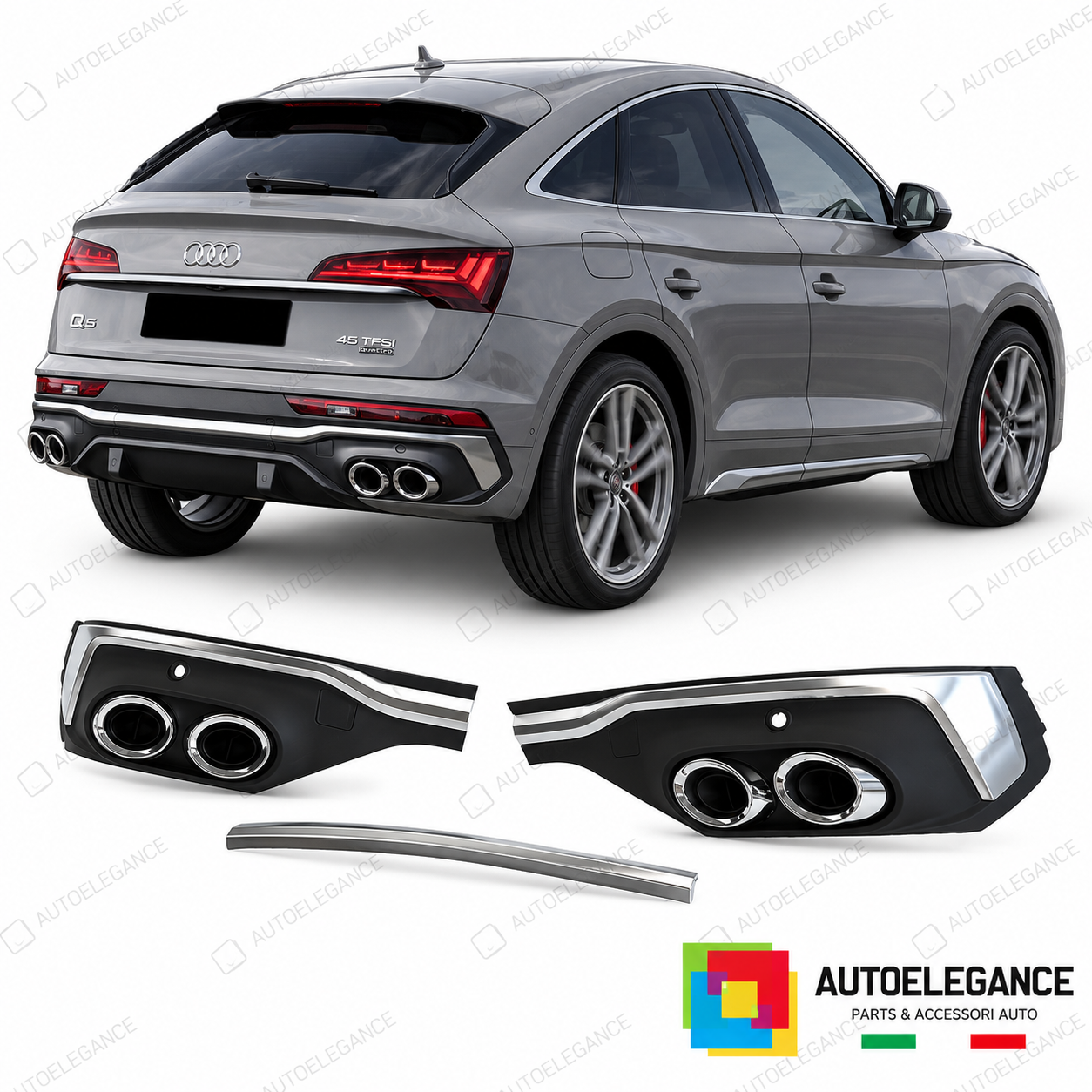 DIFFUSORE AUDI Q5 S LINE 20- LOOK SQ5 COUPE ARGENTO