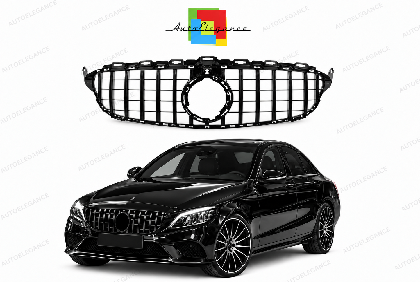 👉Griglia Panamericana con telecamera nera lucida - Classe C (W205) Facelift👈