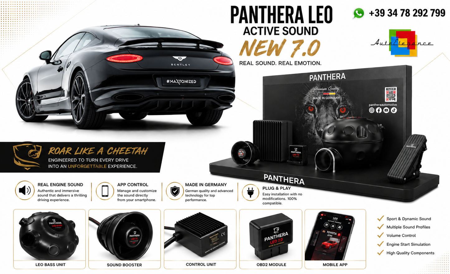 💫ART.2672 PANTHERA Soundsystem Booster 7.0 - Bentley Continental GT Coupe Mk3💫