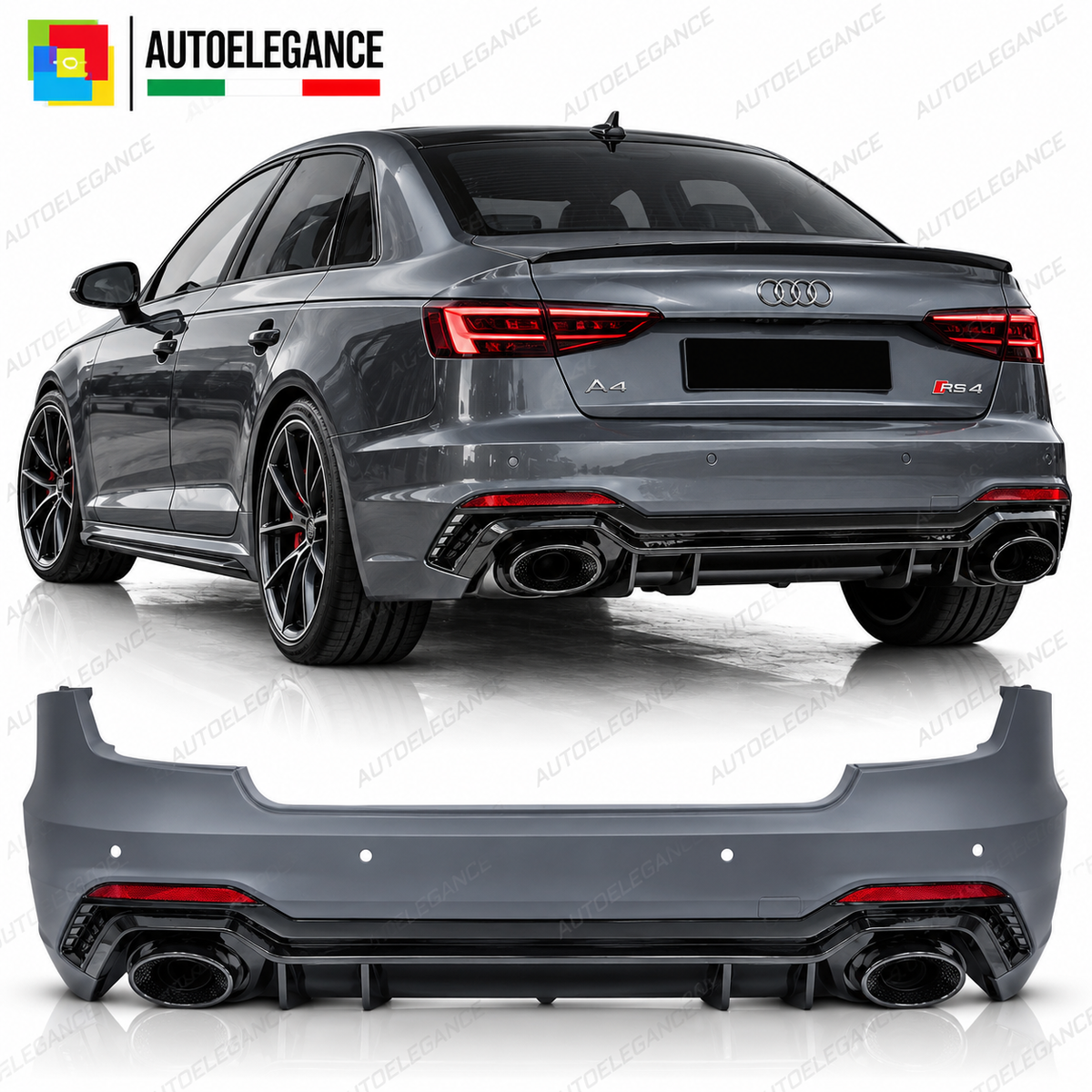 PARAURTI POSTERIORE SPORT PDC adatto per AUDI A4 B9 15-19 LOOK RS4