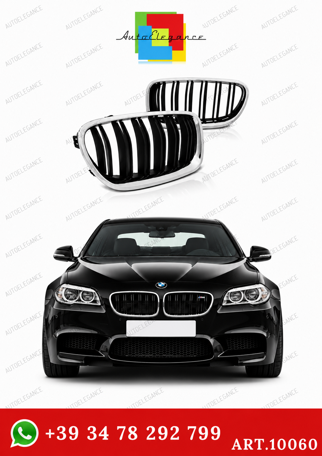 💫ART.10060 GRIGLIA NERA CROMATA LOOK SPORTIVO PER BMW F10 / F11 10-16💫