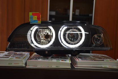 Fari adatti per BMW Serie 5 E39 (09.1995-06.2003) Angel Eyes Black Design