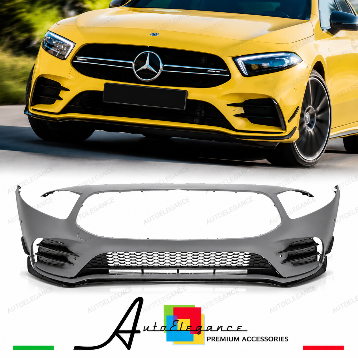 PARAURTI ANTERIORE MERCEDES CLASSE A W177 18- PDC LOOK AMG TELECAMERA