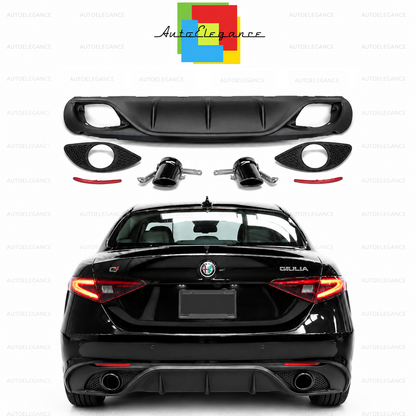 💫ART.10443 Diffusore Alfa Romeo Giulia 2016-2022 con TERMINALI NERO LUCIDO) Look VELOCE💫 (Copia)
