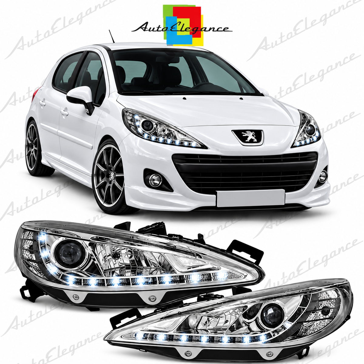 ART.11061 FARI ANTERIORI ADATTO PER PEUGEOT 207 05.06-06.12 LED
