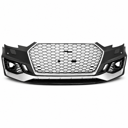 👉Paraurti Anteriore Audi A4 B9 15-19 RS4 PDC SRA Griglie Argento Nero👈