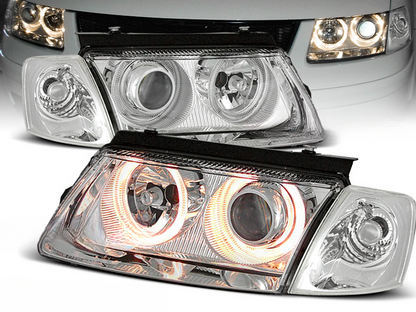 FARI ANTERIORI ANGEL EYES CROMATI adatti  per VW PASSAT B5 3B 11.96-08.00