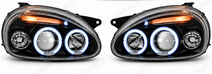 ART.11046 FARI ANTERIORI ADATTO PER OPEL CORSA B 93-00 LED  NERO