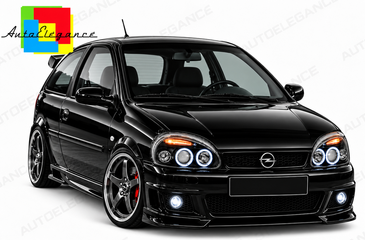 ART.11046 FARI ANTERIORI ADATTO PER OPEL CORSA B 93-00 LED  NERO