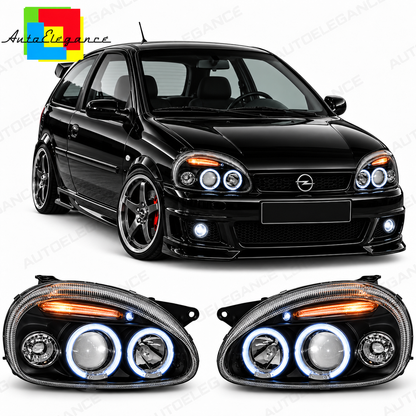 ART.11046 FARI ANTERIORI ADATTO PER OPEL CORSA B 93-00 LED  NERO