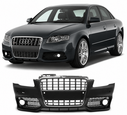 💕PARAURTI ANTERIORE AUDI A4 B7 04-08 LOOK S LINE CROMO NERO PDC SRA💕
