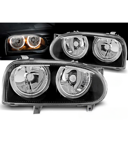 💫ART.6138 FARI ANTERIORI OCCHI D'ANGELO NERI per VW GOLF 3 09.91-08.97💫