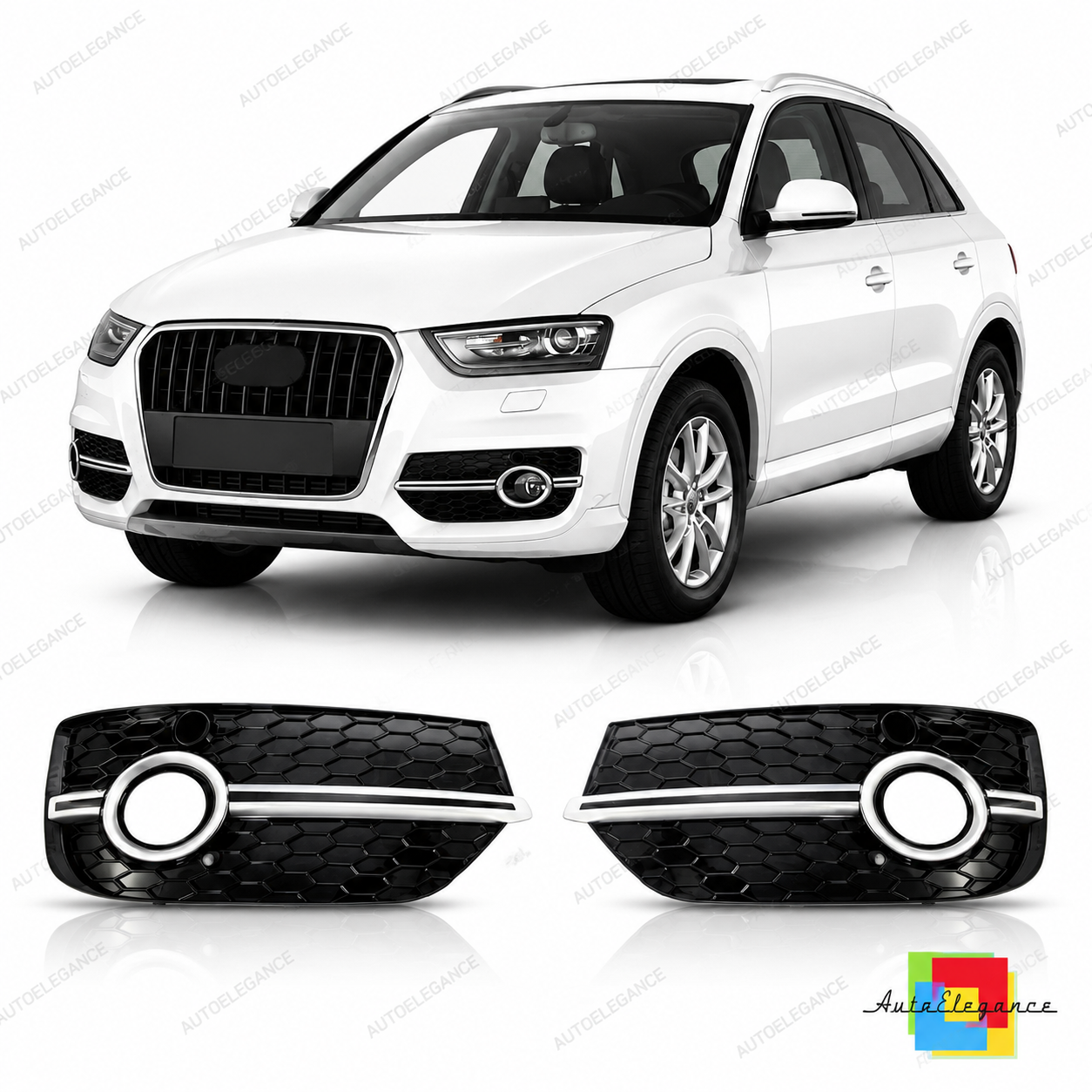 👉Coprifari fendinebbia in cromo e nero lucido adatti per Audi Q3 8U 2011-2014👈