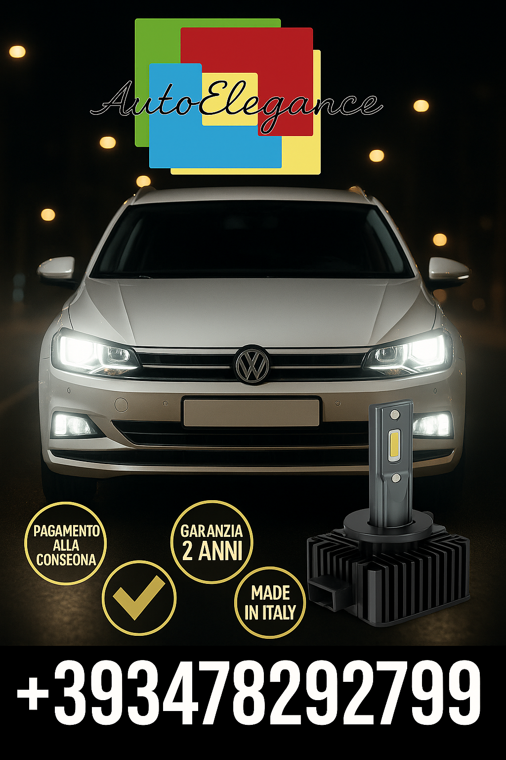 💕COPPIA LAMPADE D2S LED DA XENON A LED PER  VW Polo💕