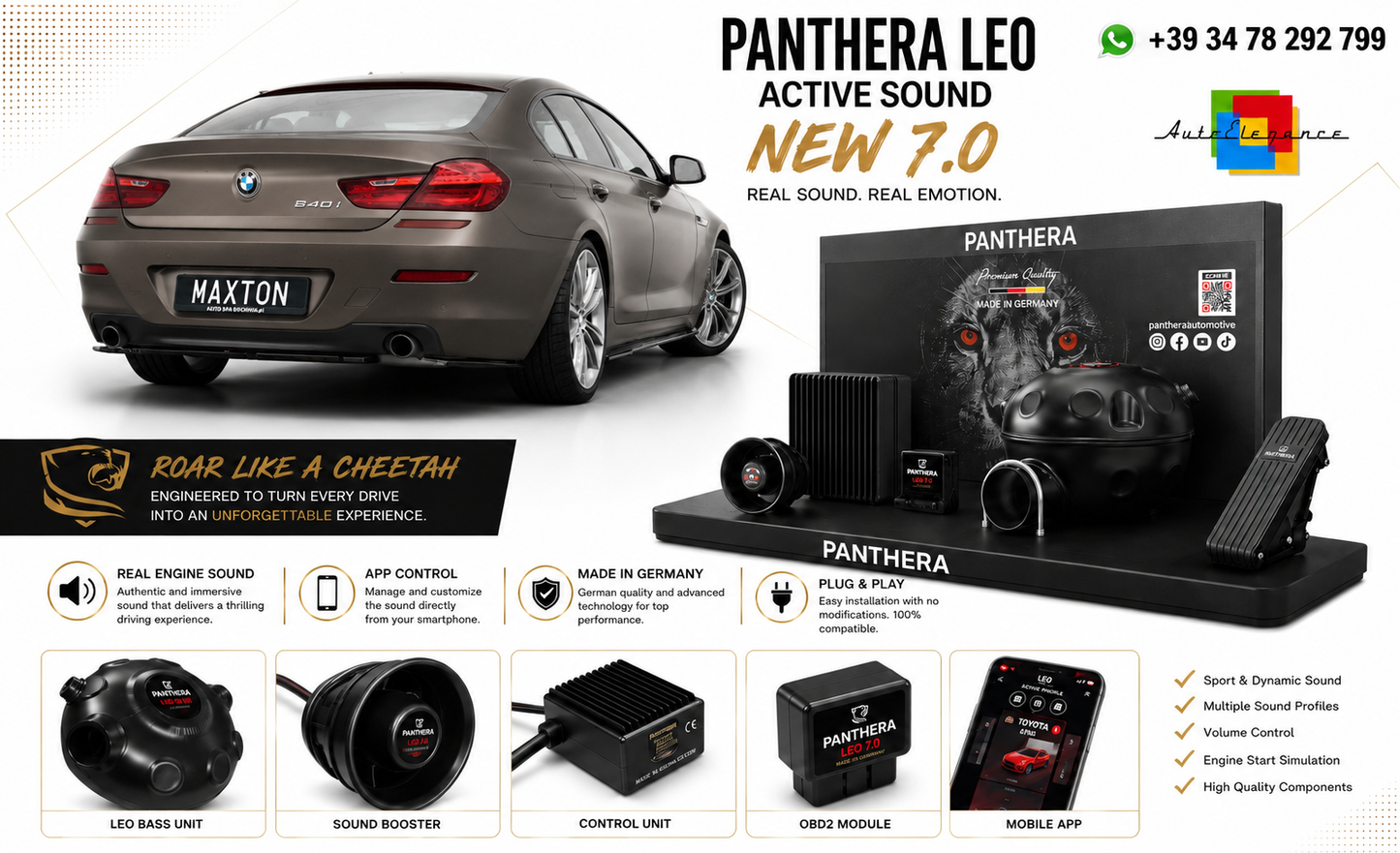 💫ART. 2672 PANTHERA Soundsystem Booster 7.0 - BMW 6 GRAN COUPÉ💫