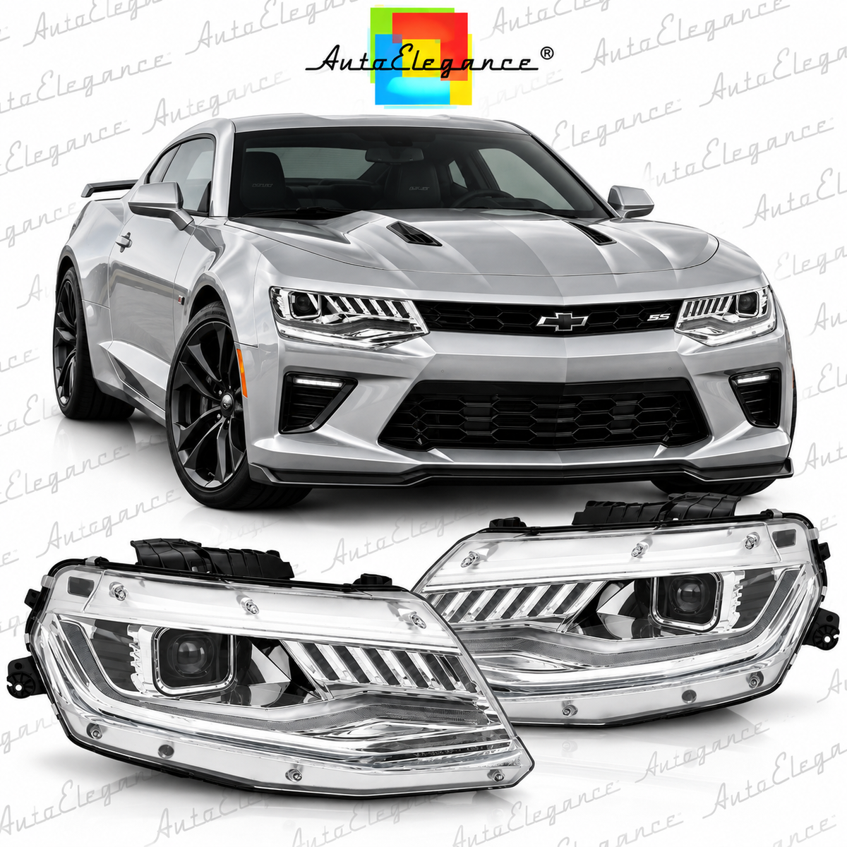 ART.5537 FARI ANTERIORI ADATTO PER CHEVROLET CAMARO 16-18 CHROME
