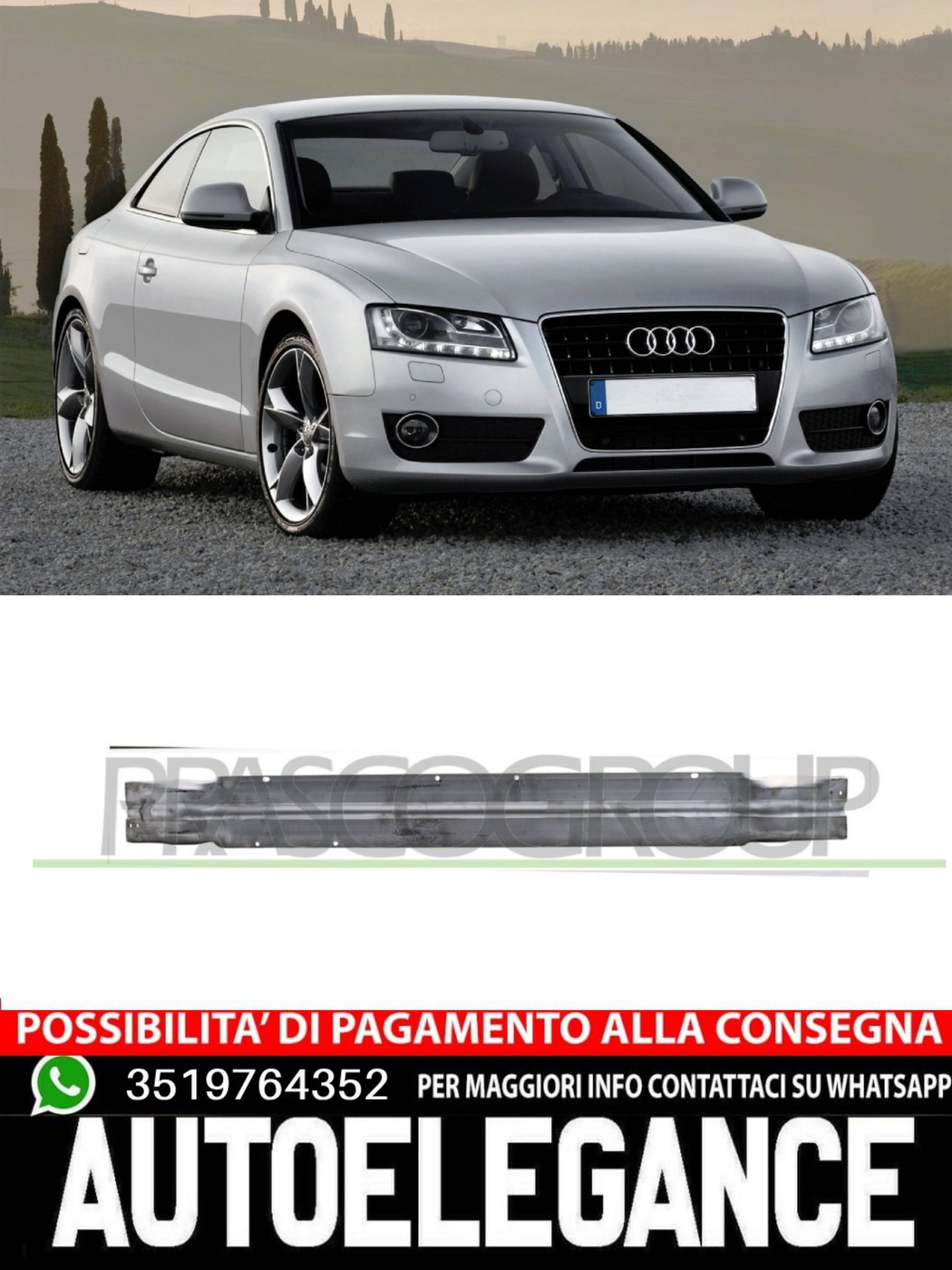 Prasco FRONT Bumper Bracket - ALUMINUM for Audi 8K0807113F 