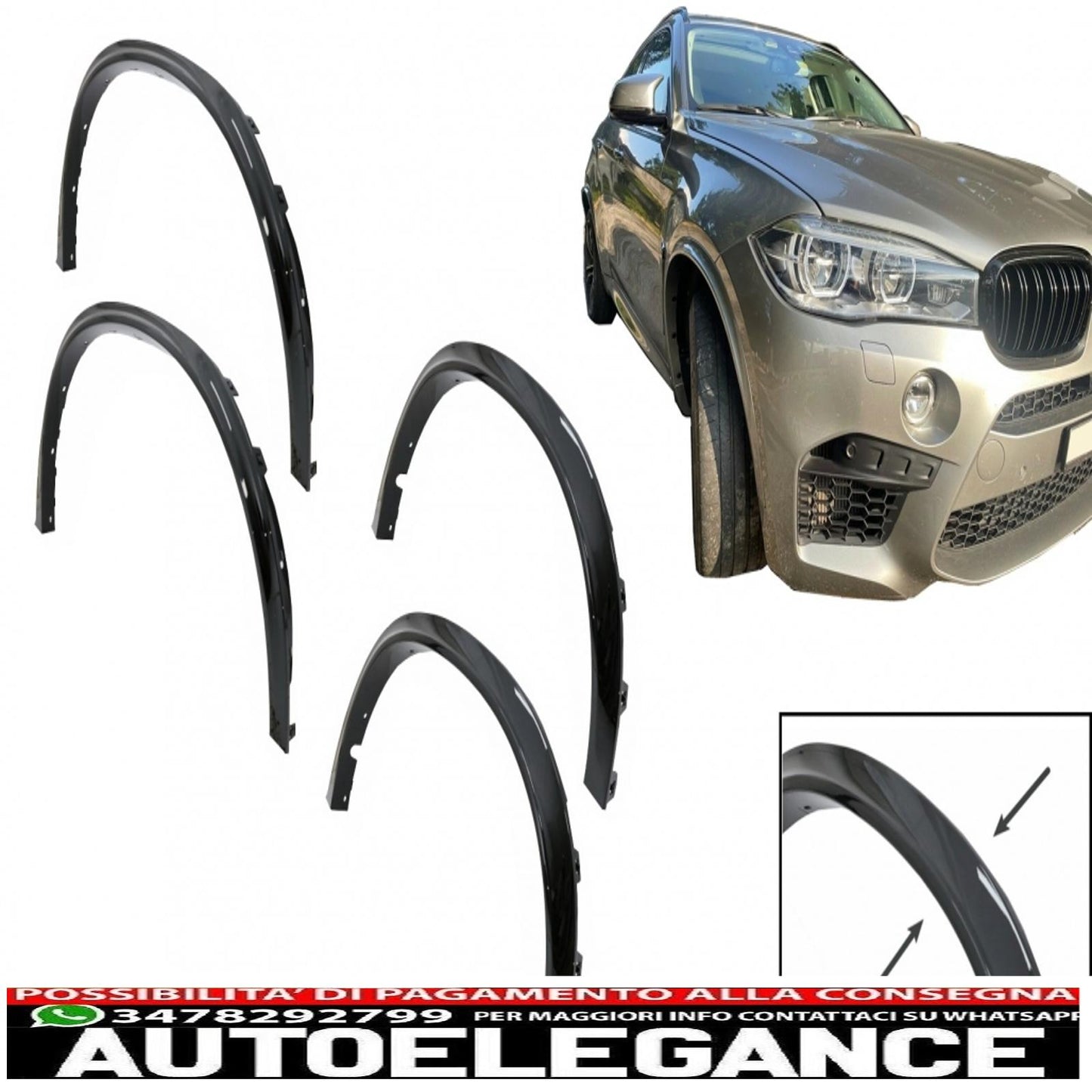 parafanghi passaruota adatti per bmw x6 f16 (2015-2020) m-design m-sport pianoforte nero