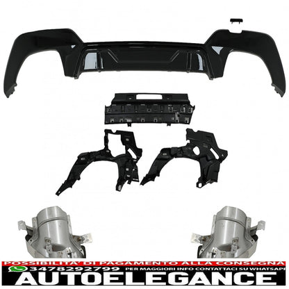 Diffusore mantovana per paraurti posteriore con terminali di scarico cromati adatto per BMW serie 3 G20 G28 berlina G21 Touring (2018-2022) M340i M Look