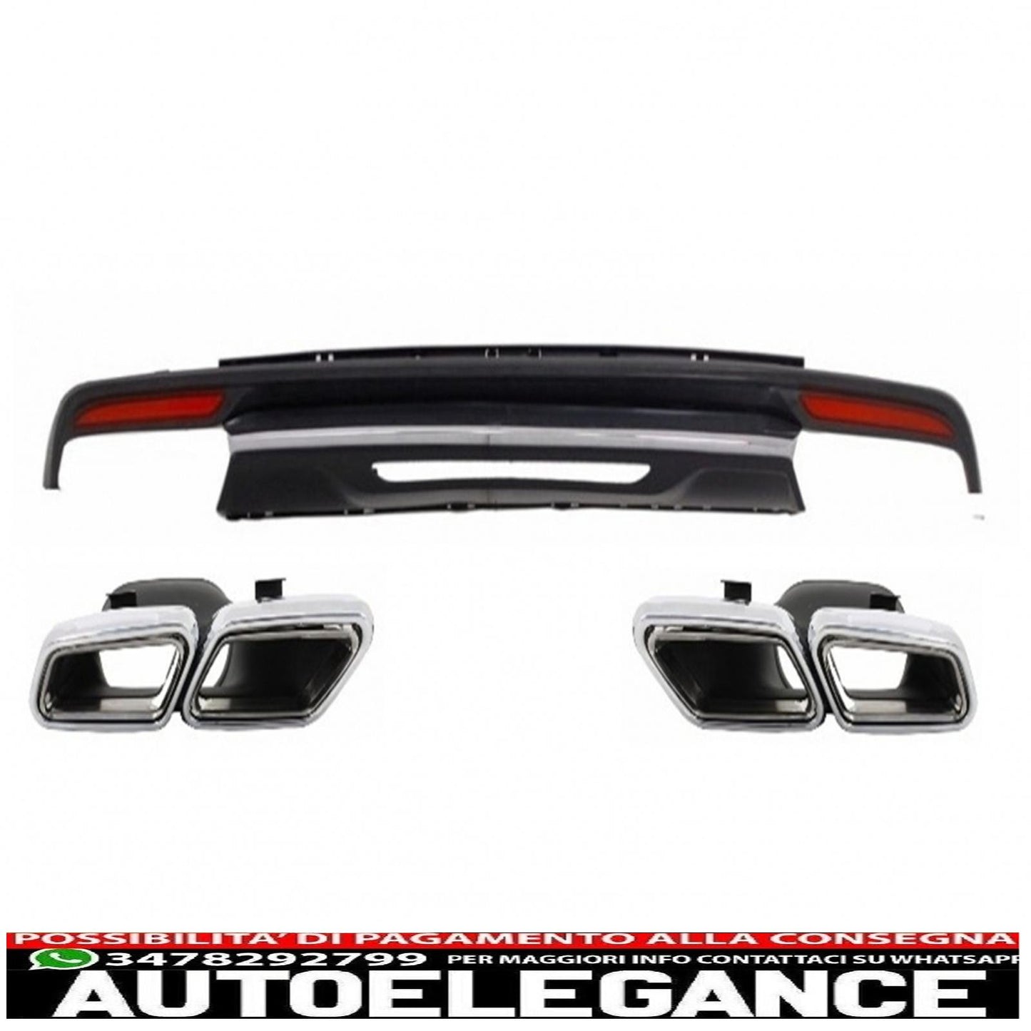 Body kit diffuser bumper suitable for mercedes s class w222 sport line package (2013-06.2017) exhaust muffler tips design s63 