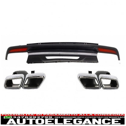 Body kit diffuser bumper suitable for mercedes s class w222 sport line package (2013-06.2017) exhaust muffler tips design s63 
