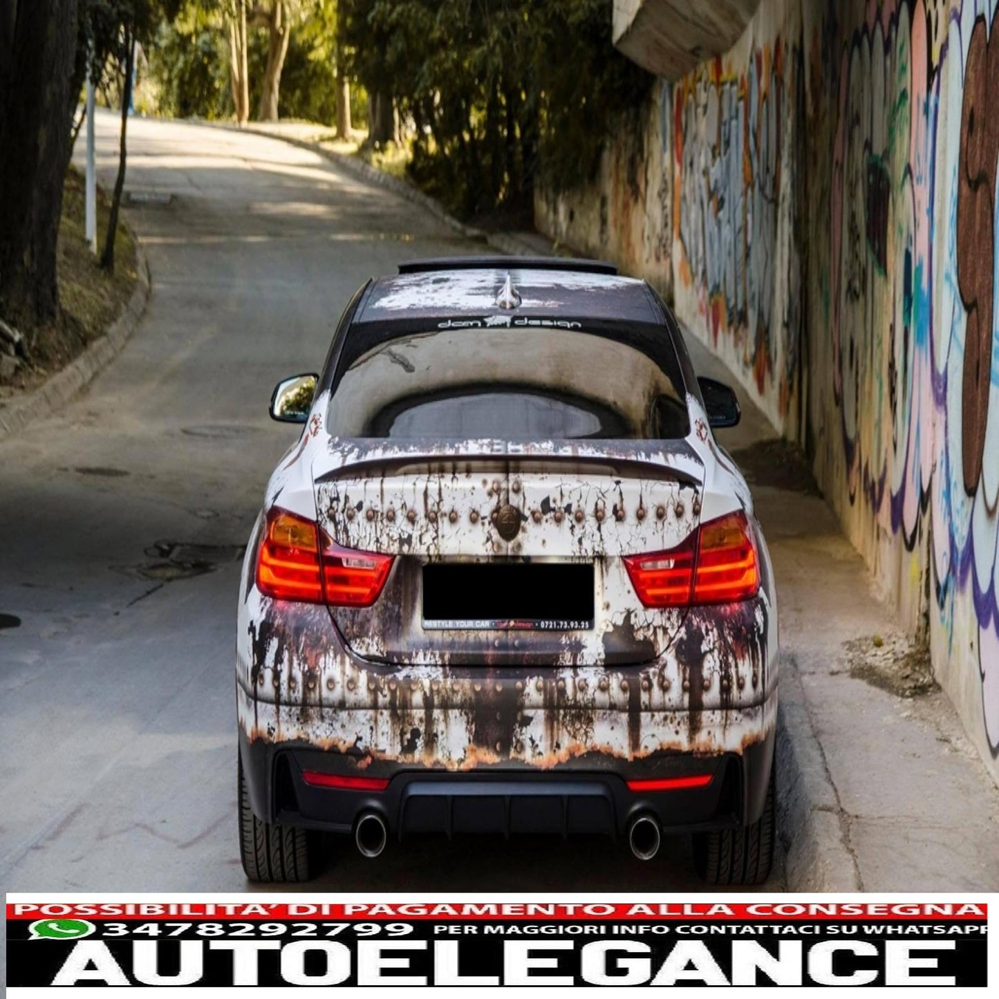 diffusore paraurti posteriore adatto per bmw serie 4 f32 f33 f36 (2013-2019) coupe cabrio m design doppia uscita singola