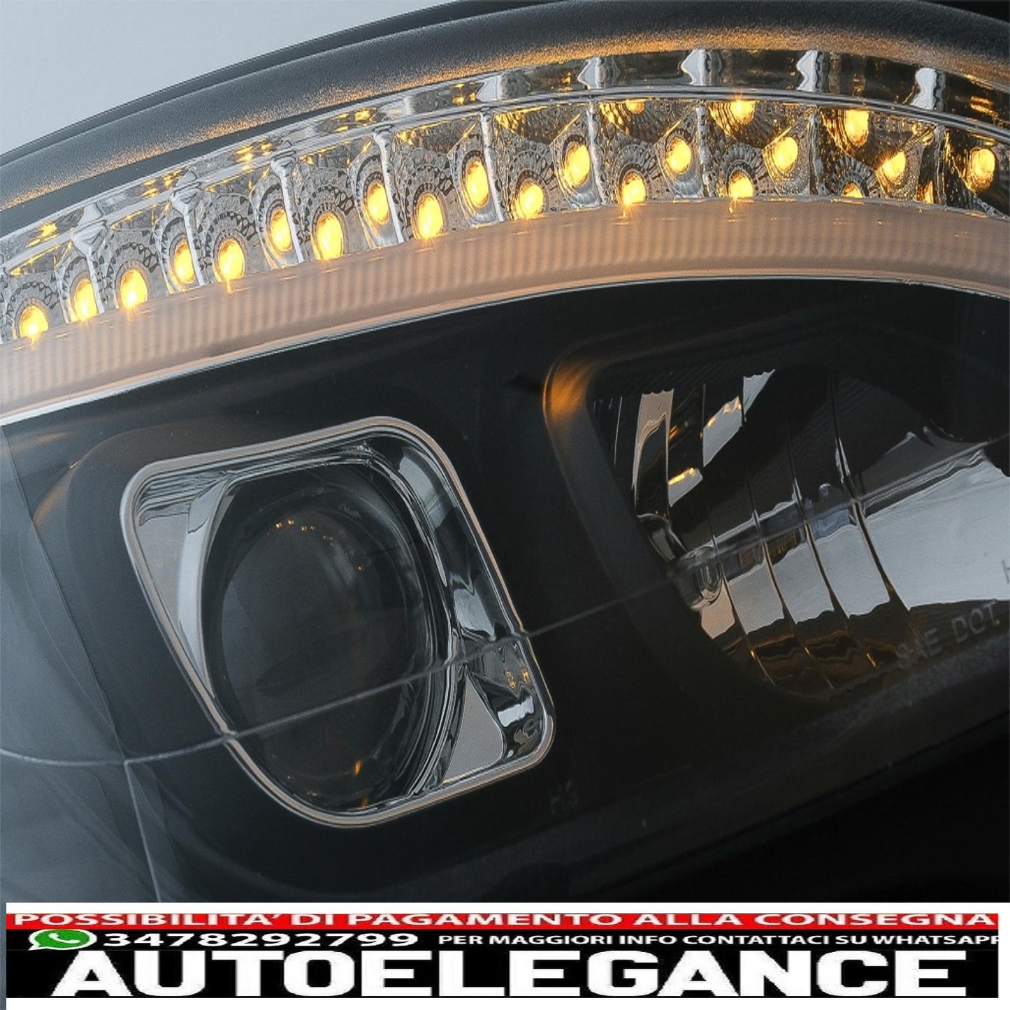 led headlights suitable for mercedes c class w204 s204 (2007-2010) black with dynamic sequential direction indicators 