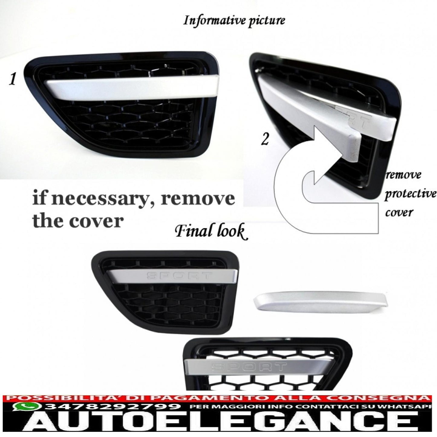 central grille and side air intakes group suitable for range rover sport facelift (2009-2013) l320 look autobiography silver edition