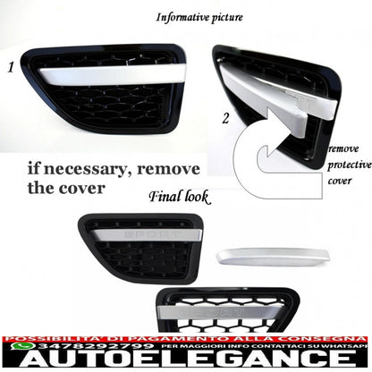 central grille and side air intakes group suitable for range rover sport facelift (2009-2013) l320 look autobiography silver edition