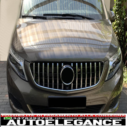 central grille suitable for mercedes v class w447 facelift (2020 onwards) gt r design panamericana black chrome