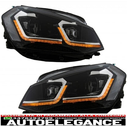 badgeless central grille with LED headlights sequential dynamic cornering lights suitable for vw golf 7.5 facelift (2017-up) gti design chrome