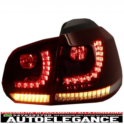 rear bumper with exhaust system suitable for vw golf vi (2008-2013) side skirts and rear lights r20 design dynamic sequential cornering lights full led (left and right)
