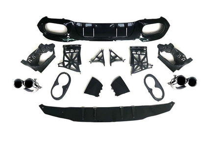 DIFFUSORE ADATTO PER MERCEDES CLASSE A W177 AMG + TERMINALI NERI LOOK A45S